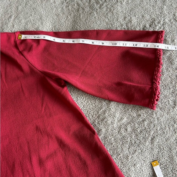 B Jewel Burgundy Crop Office Attire Blouse with 3/4 Sleeves - Picture 6 of 6